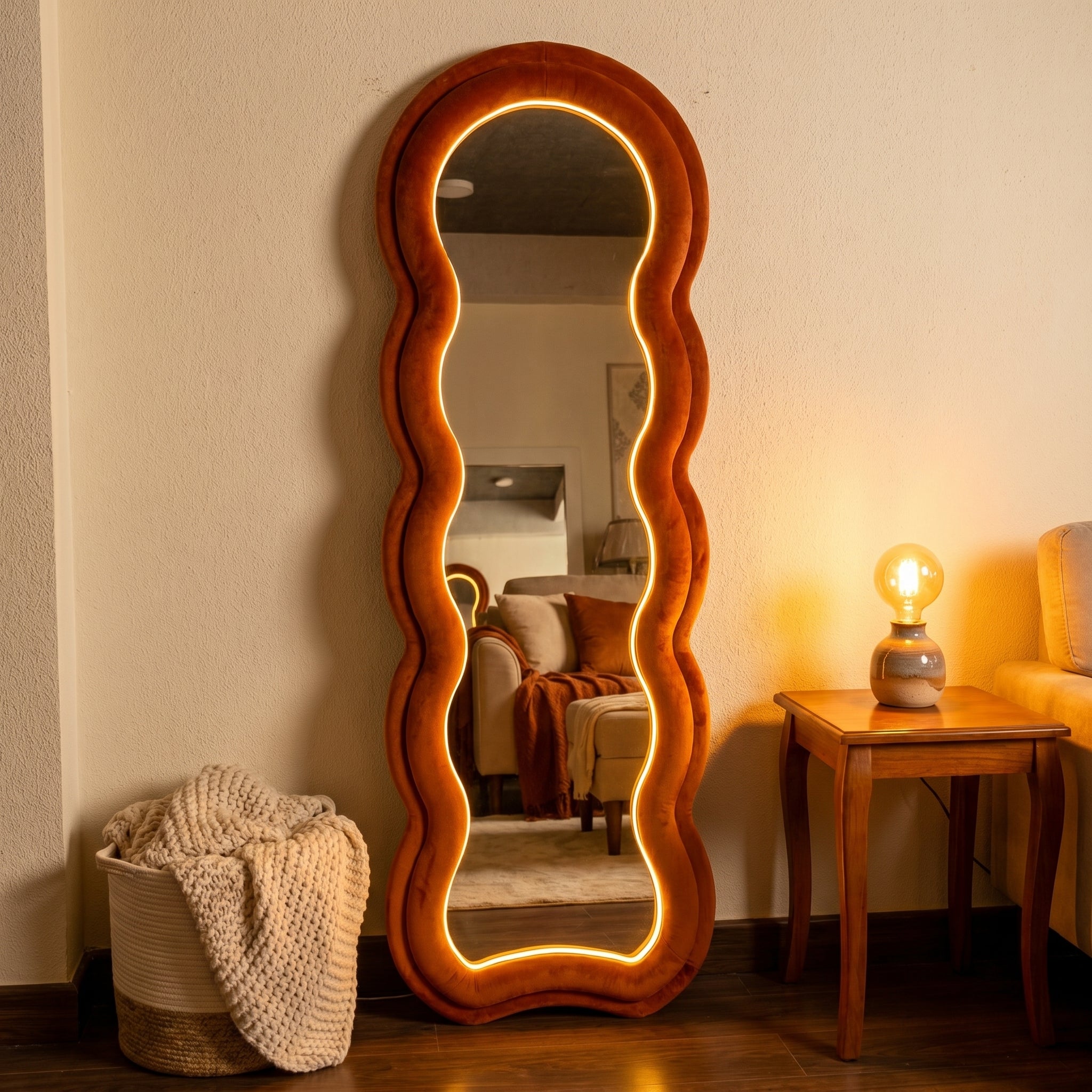 Wavy Full-Length Floor Mirror
