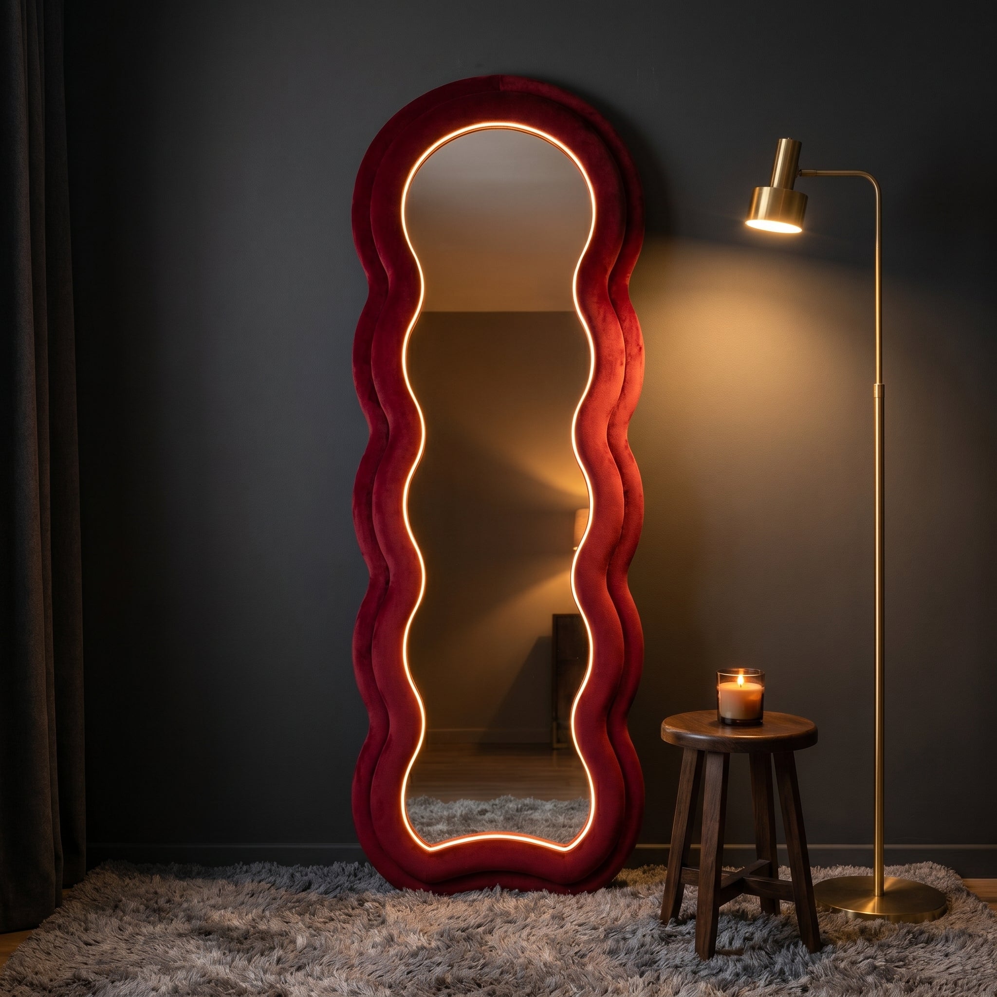 Wavy Full-Length Floor Mirror