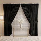 Premium Jet Black Drapes with Lattice Sheer