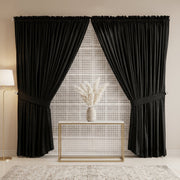 Premium Jet Black Drapes with Lattice Sheer