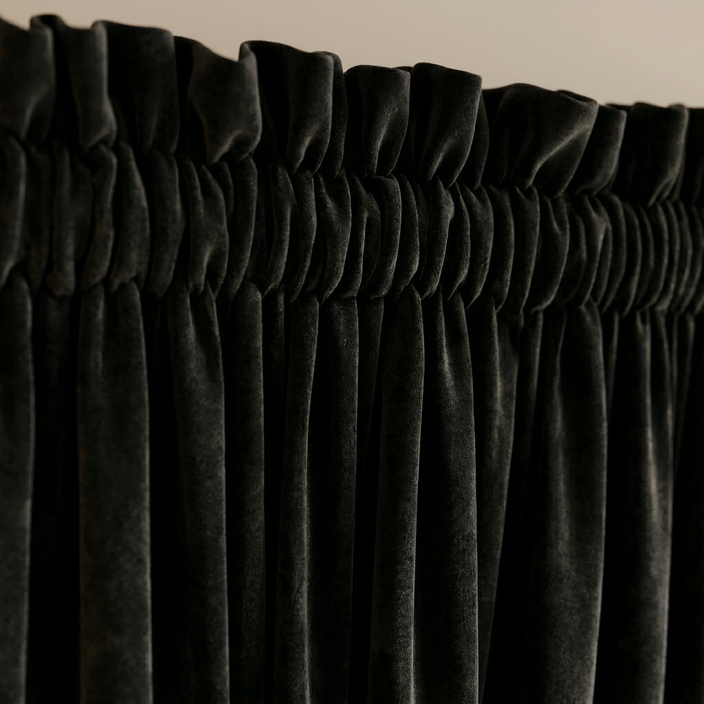 Premium Jet Black Drapes with Lattice Sheer