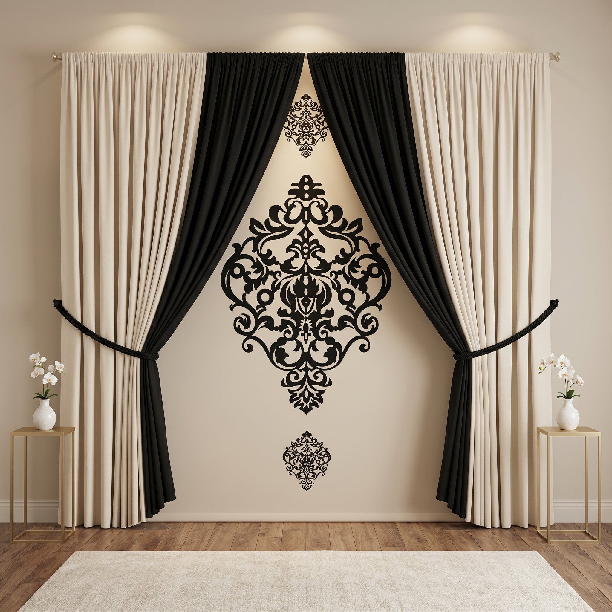 Noir Damask Elegance Drapes