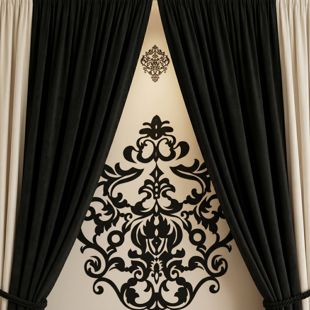 Noir Damask Elegance Drapes
