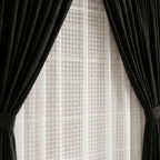 Premium Jet Black Drapes with Lattice Sheer