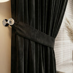 Premium Jet Black Drapes with Lattice Sheer