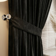 Premium Jet Black Drapes with Lattice Sheer