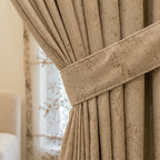 Luxe Beige Embroidered Sheer Curtain