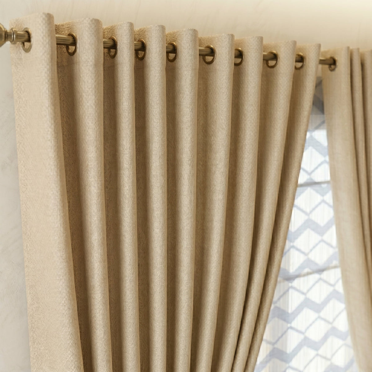 SilkBeige Diamond Sheer Curtain