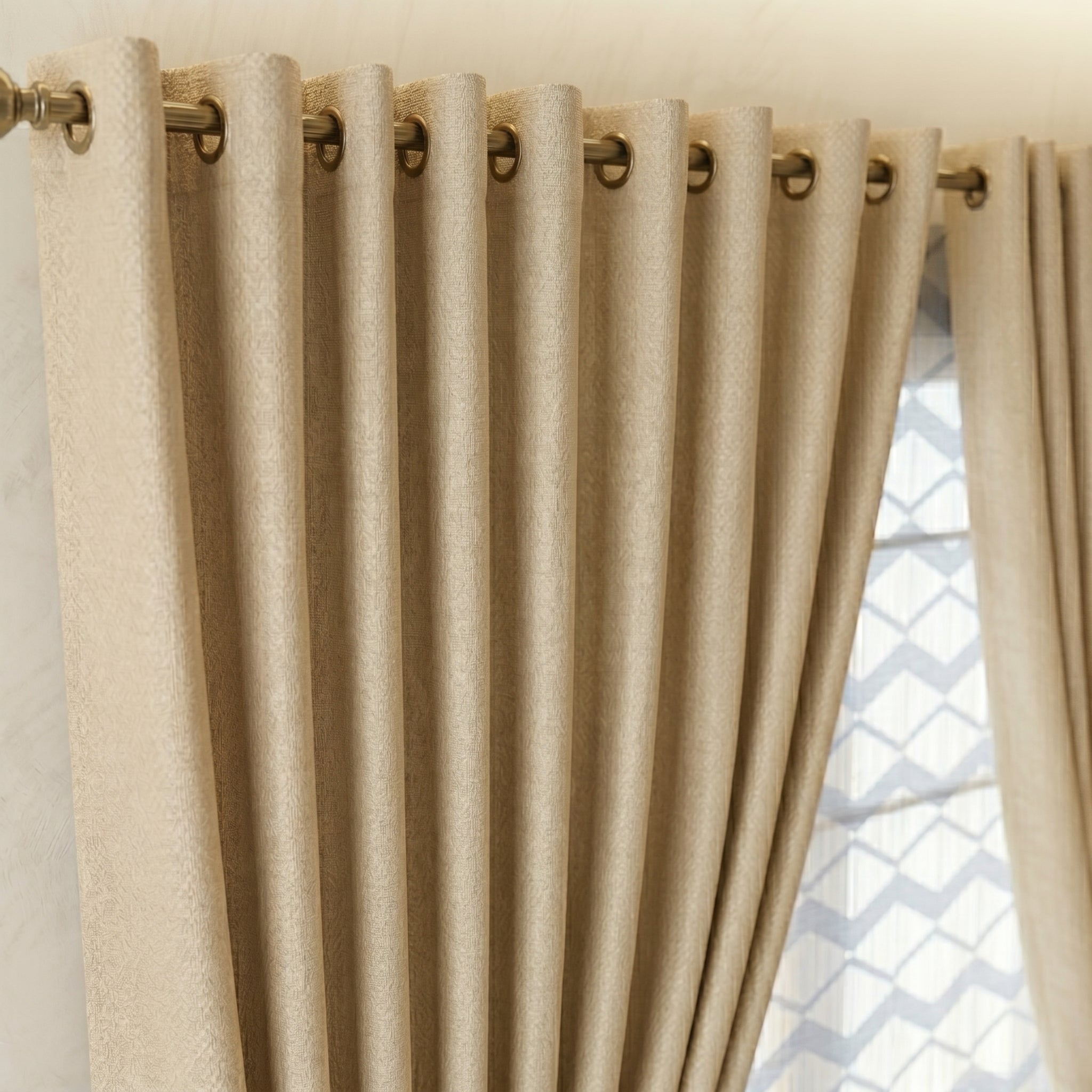 SilkBeige Diamond Sheer Curtain