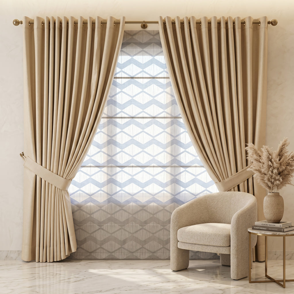 SilkBeige Diamond Sheer Curtain